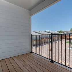Balcony of a two-bedroom apartment home at Carlson Apartments, located in Colorado Springs, CO